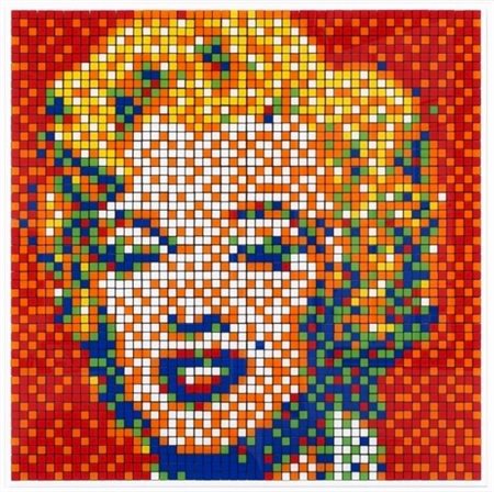 INVADER - FRANCK SLAMA Francia 1969 "Rubik Shot Red Marilyn"