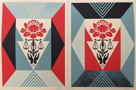 OBEY Charleston (Carolina del Sud USA) 1970 Cultivate Justice set Red and Blu...