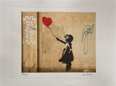 AFTER BANKSY UK (UK) 2021 Bambina col Palloncino Litografia / Lithograph...