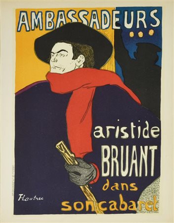 Da Toulouse Lautrec AMBASSADEURS litografia a colori, cm 31x23 firma in lastra