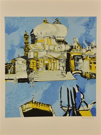 Remo Brindisi VENEZIA. CHIESA DELLA SALUTE serigrafia su carta, cm 70x50; es....