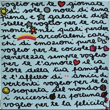 Silvia Tosi SHORT LOVE MESSAGE, 2012 pennafeltro e acrilico su tela, cm 20x20...