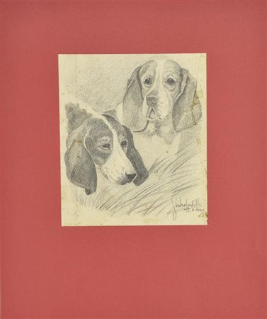 Ignoto CANI, 1931 carboncino su carta, cm 15,7x12,7 firma e data sul retro:...