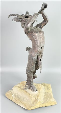 Vittorio Piotti MINOTAURO, 1974 ferro su base in pietra, cm 45x25 sulla base:...