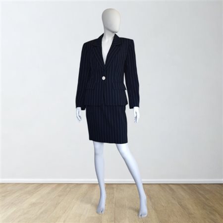 Tailleur gessato blu scuro Yves Saint Laurent Variation