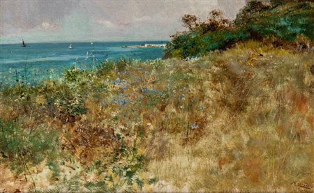 CESARE TIRATELLI(Roma 1964-1933), Paesaggio con veduta sul mare