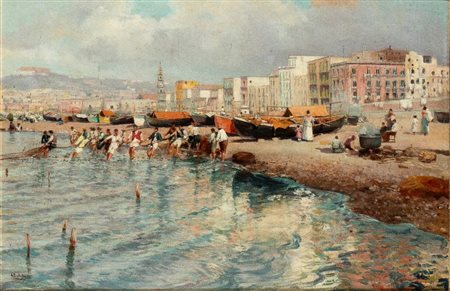 ATTILIO PRATELLA (Lugo 1856-Napoli 1949), Pescatori al porto