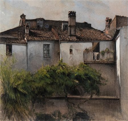 UMBERTO PRENCIPE (Napoli 1879-Roma 1962), Cortile orvietano, 1937