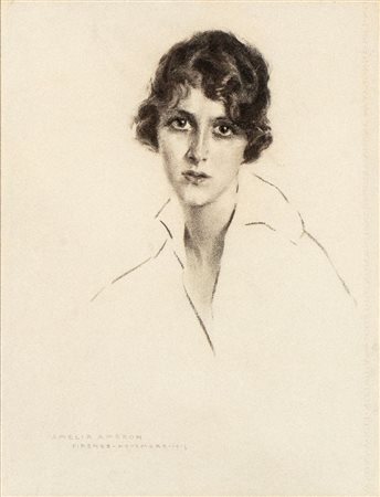 AMELIA AMBRON ALMAGIÀ (Ancona 1877-Roma 1960), Ritratto femminile, 1918