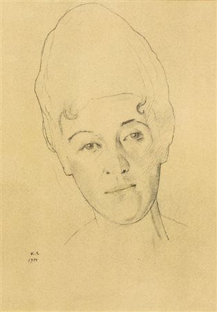 KONSTANTIN ANDREEVIČ SOMOV (San Pietroburgo 1869-Parigi 1939), Ritratto di Helena Pavlovna Oliva, 1914