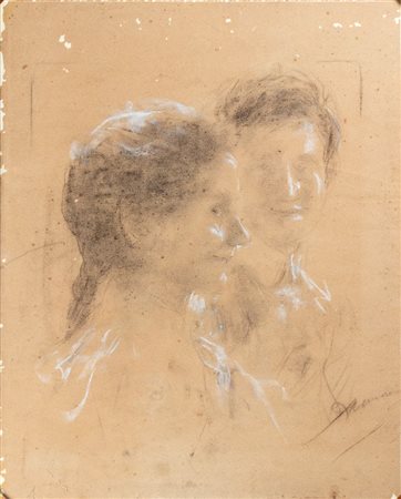 ANTONIO MANCINI (Roma 1852-1930), Ritratto dei fratelli dell'artista: Enrica e Alfredo Mancini