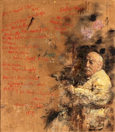 ANTONIO MANCINI (Roma 1852-1930), Autoritratto - biografia / Autoritratto con scrittura, 1929