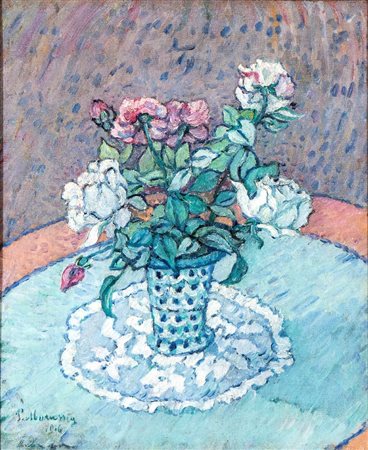 PIETRO MARUSSIG (Trieste 1879-Pavia 1937), Vaso con fiori, 1916