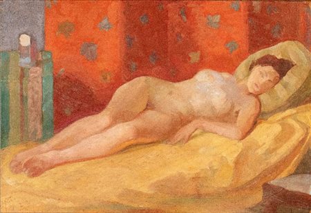 NINO BERTOLETTI (Roma 1889-1961), Nudo con fondo rosso, 1948