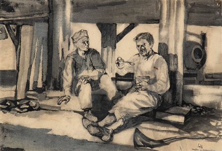 ALBERTO SUGHI (Cesena 1928-Bologna 2012), Muratori a mezzogiorno, 1952