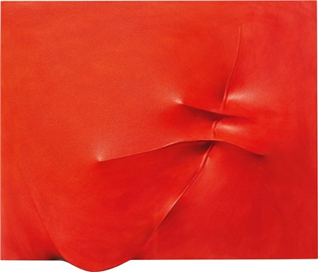 Agostino Bonalumi (Vimercate (Mi), 1935 - Milano, 2013) Rosso, 1991 Tela...