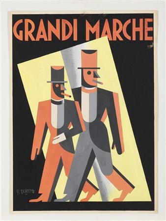 Fortunato Depero "Grandi marche, studio per manifesto" 1934
china e tempera su c