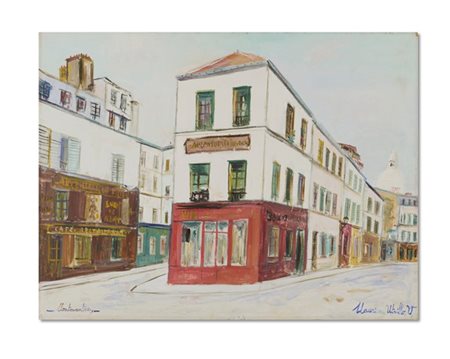 MAURICE UTRILLO "Consulat d'Auvergne à Montmartre" 
tempera e tecnica mista su c