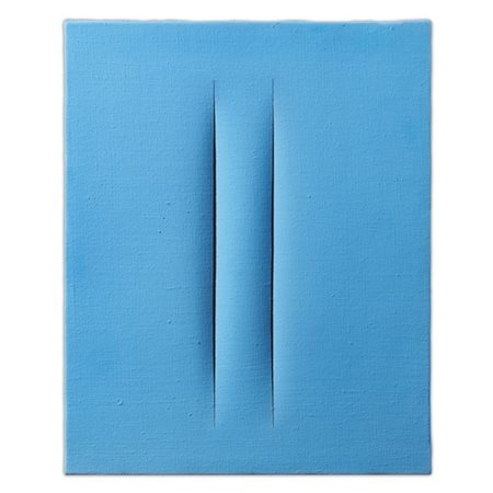 Lucio Fontana "Concetto spaziale, Attese" 1966
idropittura su tela, azzurro
cm 4