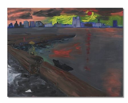 Rainer Fetting "Hudson river" 1984
olio su tela
cm 214x274,5
Firmato, titolato e