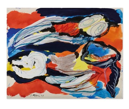 Karel Appel "Vol Oiseaux (Flying Bird)" 1958
gouache, acquarello e pastelli su c