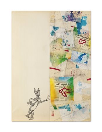 ALIGHIERO BOETTI "Bugs Bunny" 1991
tecnica mista e collage su carta
cm 101,5x73,