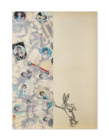 ALIGHIERO BOETTI "Bugs Bunny" 1991
tecnica mista e collage su carta
cm 101,5x73,