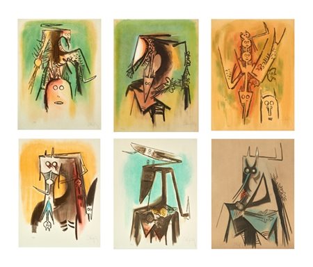 Wifredo Lam "Le Regard Vertical" 1973
sei litografie a colori
cm 65x50
Tutte fir