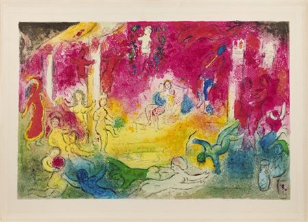 Marc Chagall "Temple et histoire de Bacchus" 1961
litografia a colori
cm 45x68
D