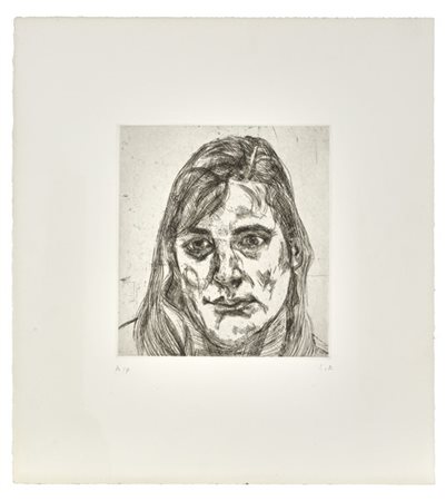 Lucian Freud "Esther" 1991
acquaforte
(lastra cm 21,5x19,5; foglio cm 43x39)
Sig