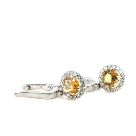 ORECCHINI IN ORO BIANCO 4.78 GR CON QUARZO E DIAMANTI - DH-EB