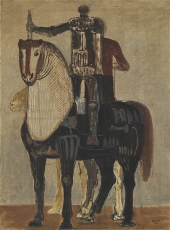 Salvatore Fiume "Due cavalieri" 1956
olio su tela
cm 74x54,5
Firmato e datato 19