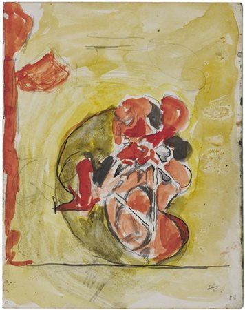 Graham Sutherland "Senza titolo" 
tecnica mista su carta
cm 22,8x18,8
Siglato in