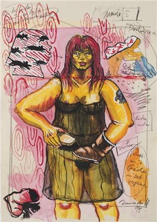 JORG IMMENDORFF "Marie I Vorher" 1997
gouache e matita su carta
cm 41,5x29,5
Fir