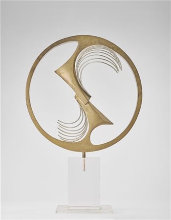 Carmelo Cappello "Curve virtuali" 1989
bronzo lucidato e acciaio
diam. cm 45 (ba