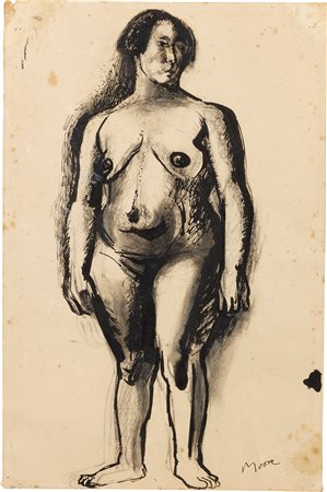 Henry Moore (Castleford, 1898 - Much Hadham, 1986) Standing Nude, 1927 Penna,...