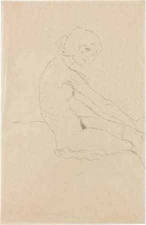 Gustav Klimt (Vienna, 1862 - 1918) Nudo femminile, seduto a destra, 1914 ca....