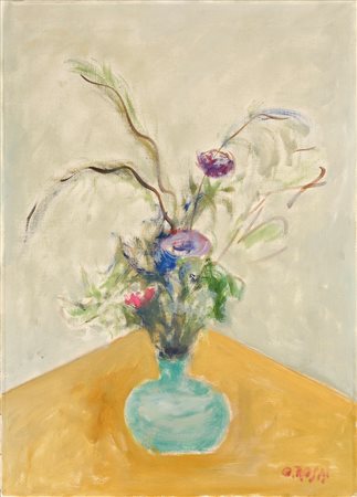 Ottone Rosai (Firenze, 1895 - Ivrea (To), 1957) Vaso con fiori, (1956) Olio...