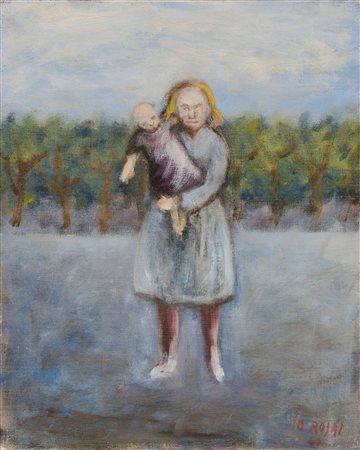 Ottone Rosai (Firenze, 1895 - Ivrea (To), 1957) Madre con bambino, 1940 Olio...