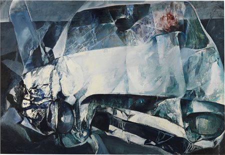 Renzo Vespignani (Roma, 1924 - 2001) Incidente stradale, 1963 Olio su tela,...