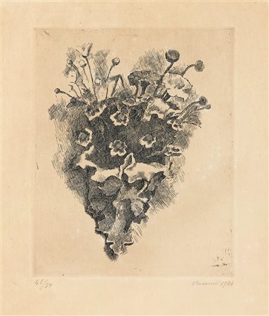 Giorgio Morandi (Bologna, 1890 - 1964) Cornetto con fiori di campo, 1924...