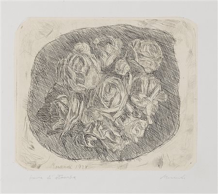 Giorgio Morandi (Bologna, 1890 - 1964) Natura morta con rose bianche, 1927...