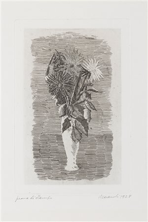 Giorgio Morandi (Bologna, 1890 - 1964) Fiori in un vasetto bianco, 1928...