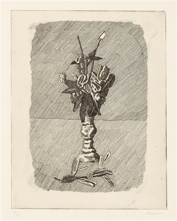 Giorgio Morandi (Bologna, 1890 - 1964) Rose in boccio in un vaso, 1929...