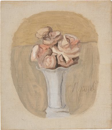 Giorgio Morandi (Bologna, 1890 - 1964) Fiori, 1942 Olio su tela, cm 29,2x25,4...