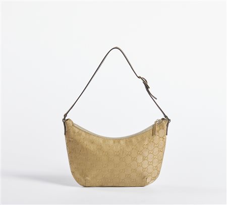 GUCCI - Borsa a spalla in tessuto beige cangiante.