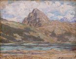 Emilio longoni - Lago Alpino nubi sul Bernina 