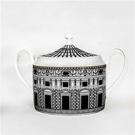 Piero Fornasetti - Zuppiera in porcellana decoro Palladiana. Piero Fornasetti per Rosenthal