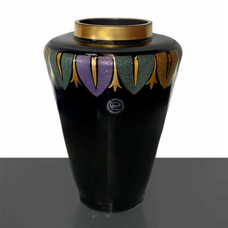 Ghisetti (Rovigo 1870)  - Vaso in vetro di Murano, decorato a mano, firmato sul fondo Ghisetti