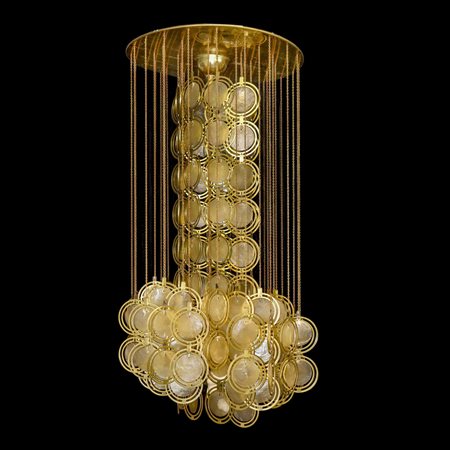 Verner  Panton (Gamtofte 1926-Copenaghen 1998)  - Lampadario in metallo e madreperla,  